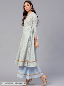 Blue & Golden Printed Kurta with Palazzos