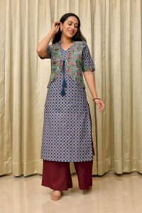 PRISHA PRINTED-SOLID SUIT SET