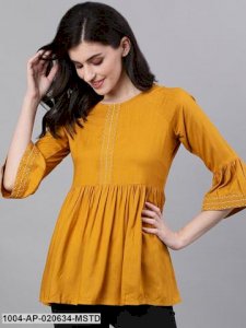 Mustard Yellow Solid A-Line Top