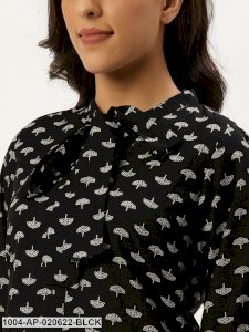 Black & Off White Printed A-Line Top