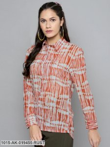 Rust Tie-Dye Sheer Shirt