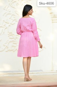 FLAMINGO COTTON DOBBY DRESS 