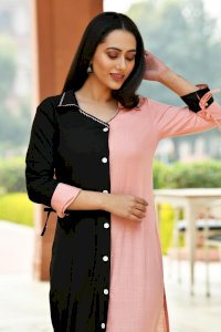SOLID NECK LINE EMBROIDERED KURTA