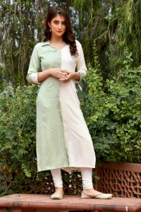 SOLID NECK LINE EMBROIDERED KURTA