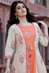 PRINTED COTTON A-LINE LONG DRESS